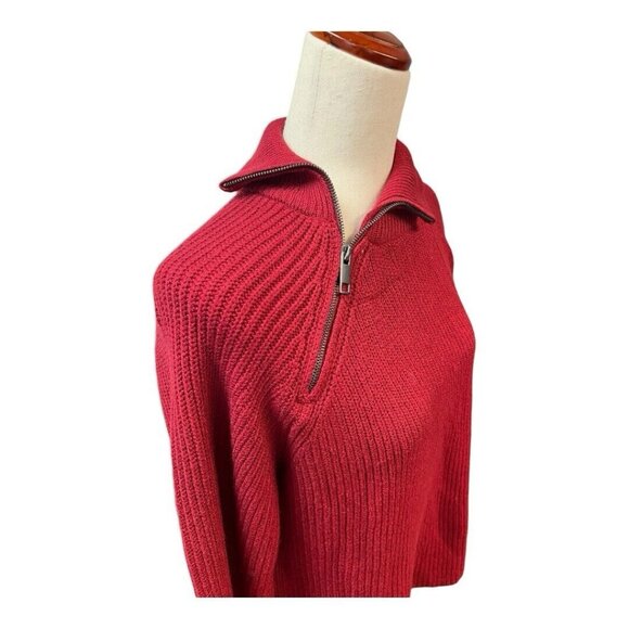 RD Style Oversized Sweater Womens Quarter Zip Mock Neck~Size XS~Red NWOT L10 19 - Picture 5 of 12